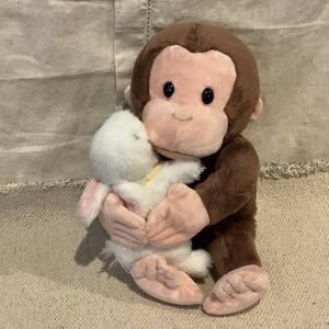 Baby Curious George Plush Doll Toy Monkey With  Bunny Rabbit Stuffed Animal Gund
